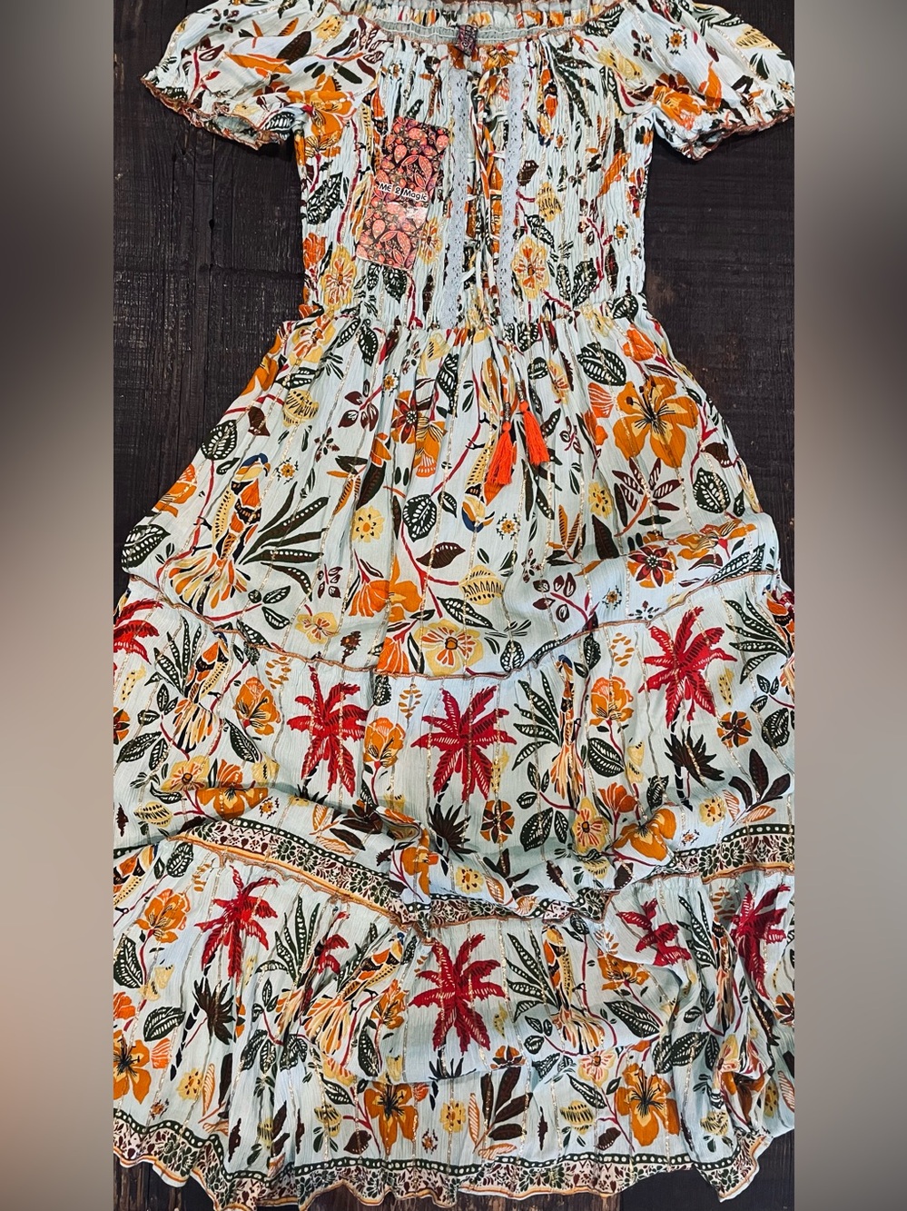 ME 2 MAGIC NWT Bohemian Tropical Floral Maxi Dress in Multicolor Women’s Size M